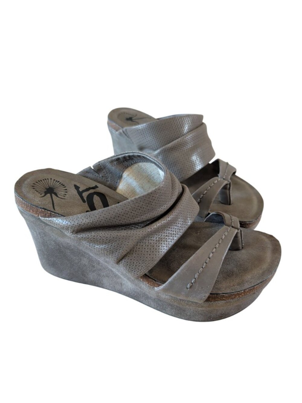 OTBT Balance Wedge Womens Sandals Size 7M Gray Taupe Platform Slip On Open Toe - Picture 3 of 16
